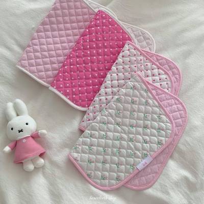 henceforth自制绗缝爱心餐垫包边桌垫桌面拍摄背景布粉色少女ins