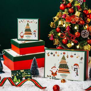 圣诞礼盒空盒大号纸盒包装盒礼品盒小号手提盒子圣诞节礼物盒