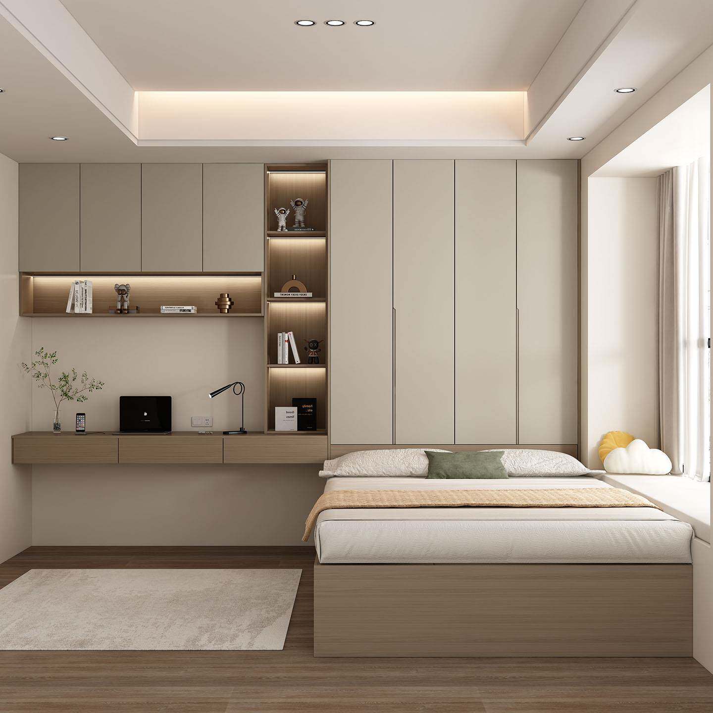 兔宝宝榻榻米床衣柜一体定制小户型多功能卧室储物床带书桌儿童床