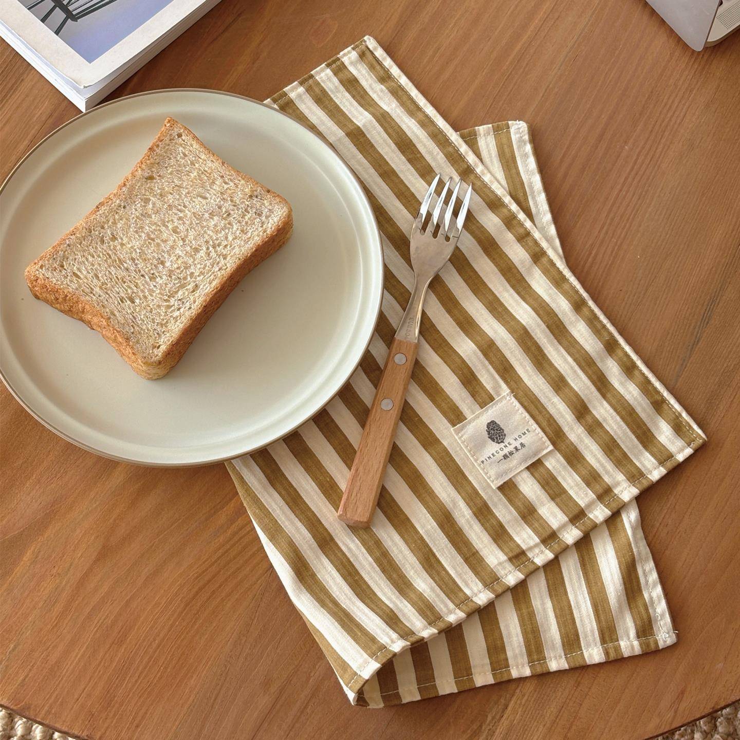 一颗松果居 自制覆古法式条纹餐垫ins风氛围感拍照布置道具