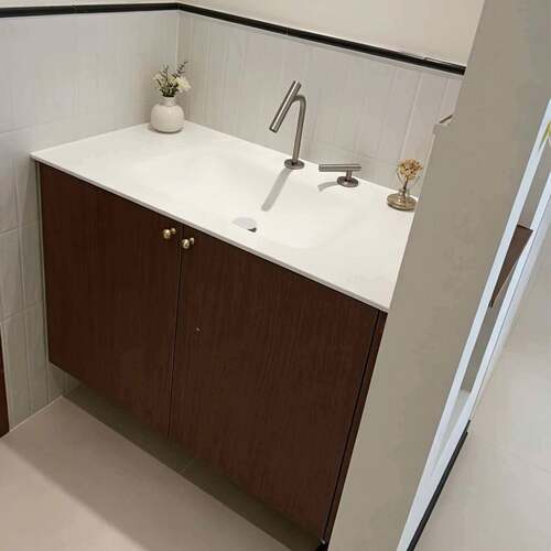 中古风浴室柜组合热弯一体盆化妆室洗漱台洗手池定制ENF级板材