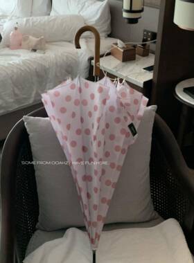 重体重的好处！Ooahz ~祇有我的家人是定制的粉红色圆点伞纯木柄