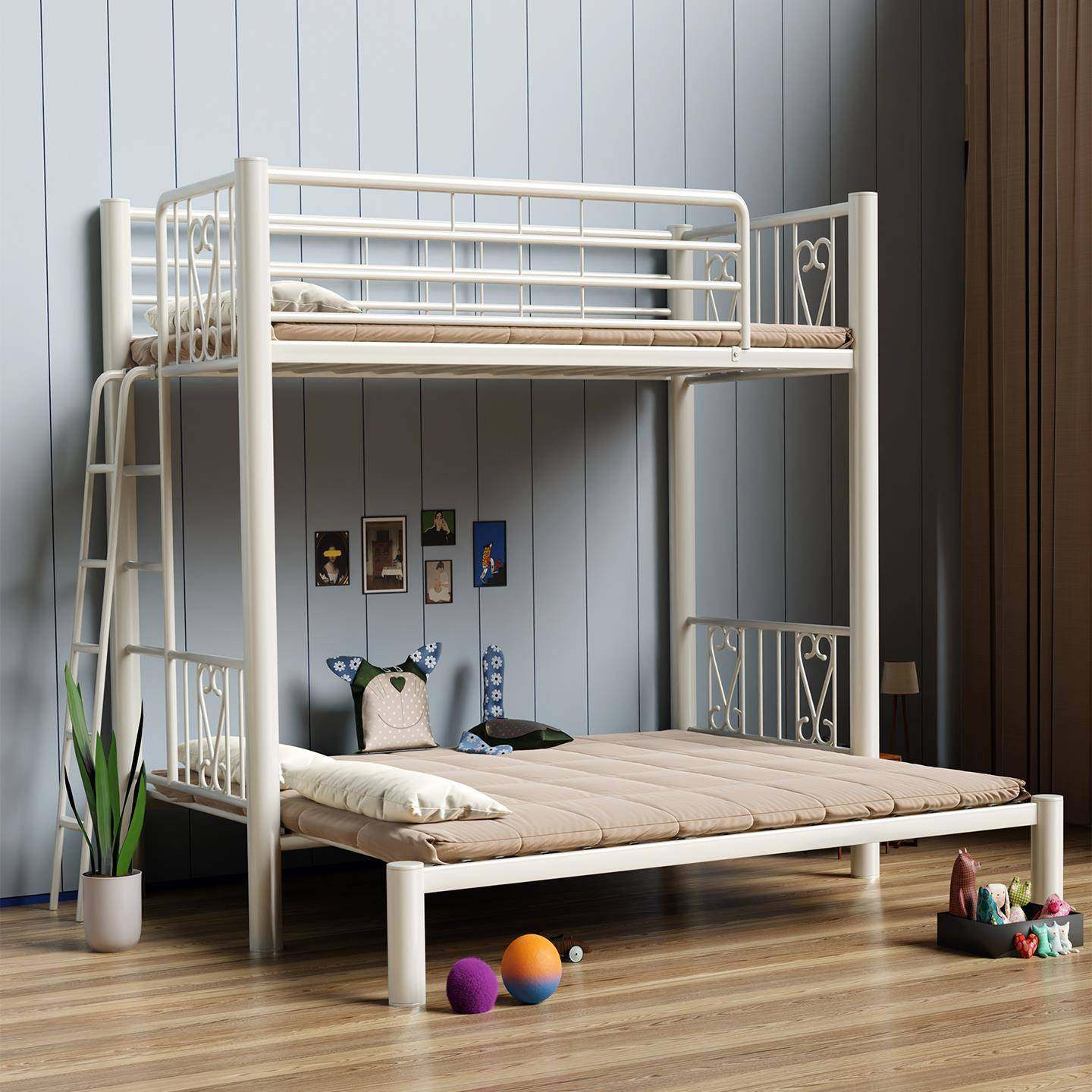 新型覆式高架床可伸缩变形折叠上下床铁艺床上下铺双层床两用铁架