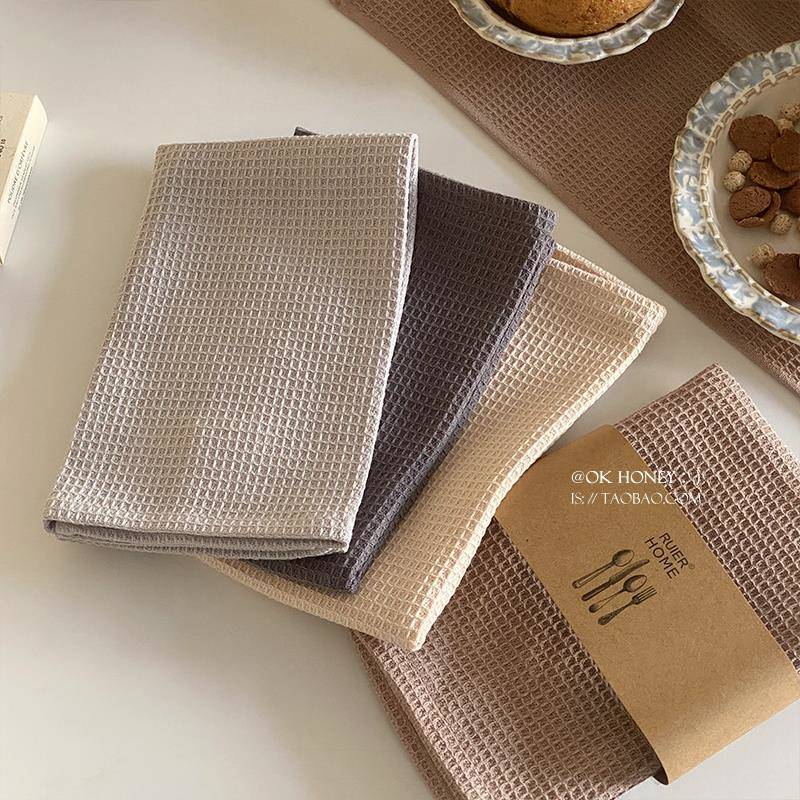 极简侘寂风纯色日式方形餐垫家用有格调纯棉洗碗布餐厅用餐垫子