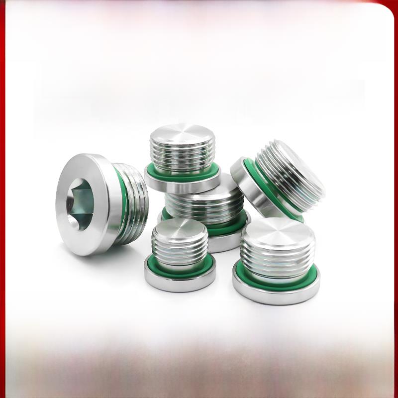 液压阀内六角镀锌堵头ED密封丝堵螺堵油塞外丝4分法兰面管堵螺塞