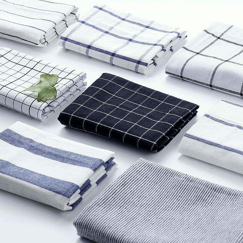 日式纯棉餐垫布艺餐布餐巾棉麻条纹格子西餐垫隔热垫桌布拍照背景