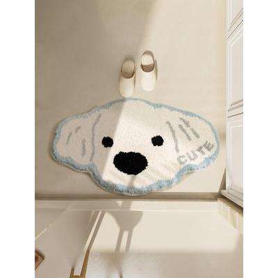 马尔济斯可爱狗狗毛绒卧室床边少女地毯浴室吸水防滑地垫 tufting