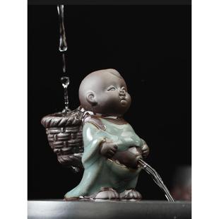 可爱尿童茶宠摆件精品小孩撒尿娃娃喷水童子哥窑紫砂创意茶具配件