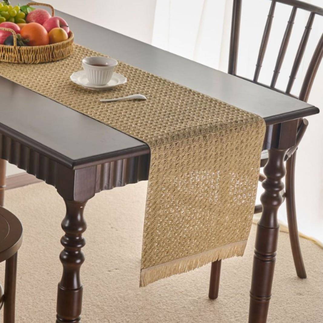 桌旗Wabi-Sabi风格中国风古董手工禅宗茶垫茶盘茶桌垫简单夏布天