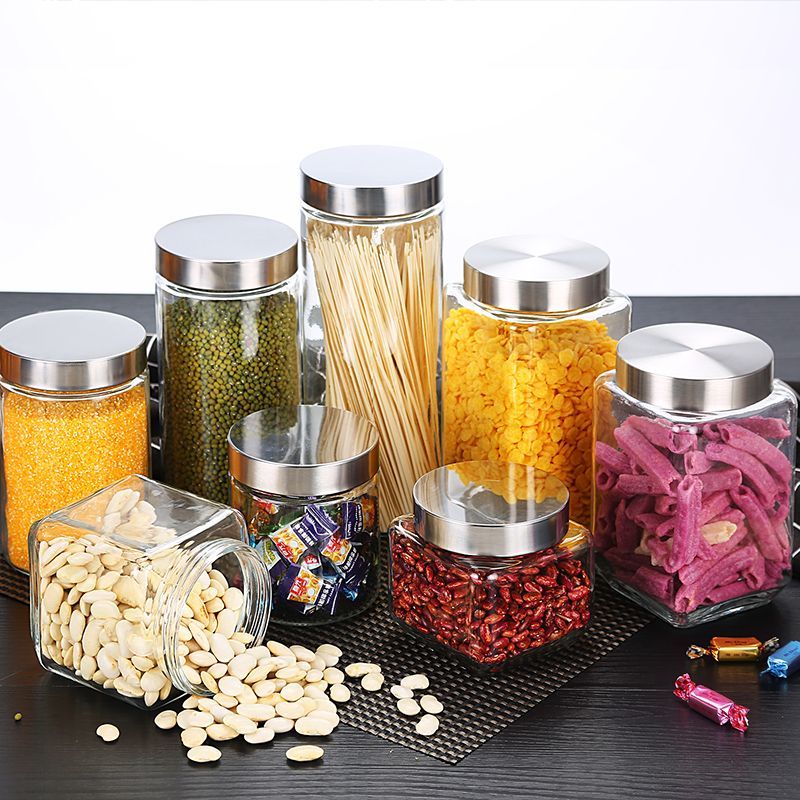 玻璃方形密封罐透明杂粮玻璃瓶储物罐五谷杂粮食品级家用厨房收纳
