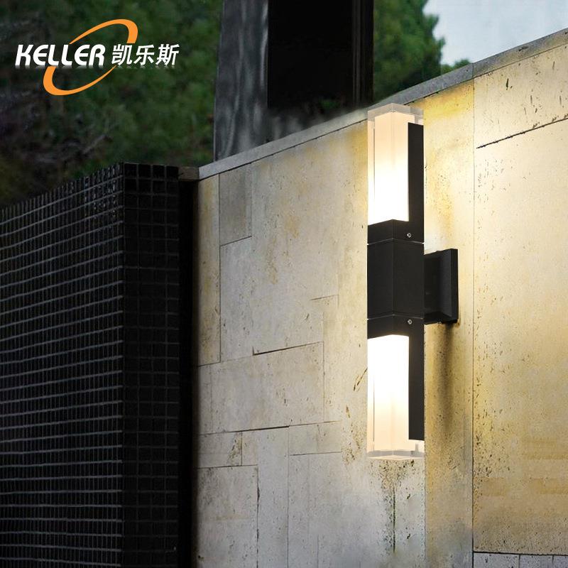 壁灯户外方形防水LED现代创意中式单双头壁灯别墅客厅走廊阳台灯