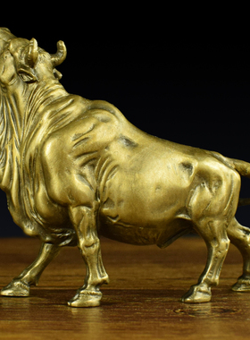 纯铜实心招财股市牛摆件牛气冲天生肖礼品华尔街牛办公室旺财转运