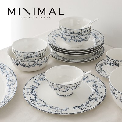 复古法式陶瓷碗早餐餐具高脚碗面碗中古风汤碗高级感套装碗碟家用