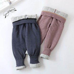 陆陆福冬季儿童蚕丝保暖裤加厚男童女童棉裤一体绒打底内穿热能裤