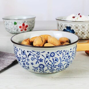 日式5英寸米饭碗护边碗 家用陶瓷粥碗防烫好看的碗商用餐具景德镇