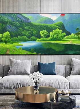 纯手绘客厅油画 办公室风景山水聚宝盆 沙发背景墙欧式装饰挂画