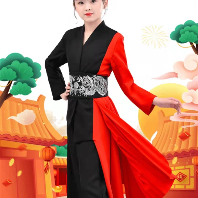 儿童国潮武侠风模特走秀礼服中国风车模舞台演出服T台西装侠客行
