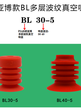 派亚博款多层红色波纹真空吸盘BL-30/40-5软包包装开袋食品用吸嘴