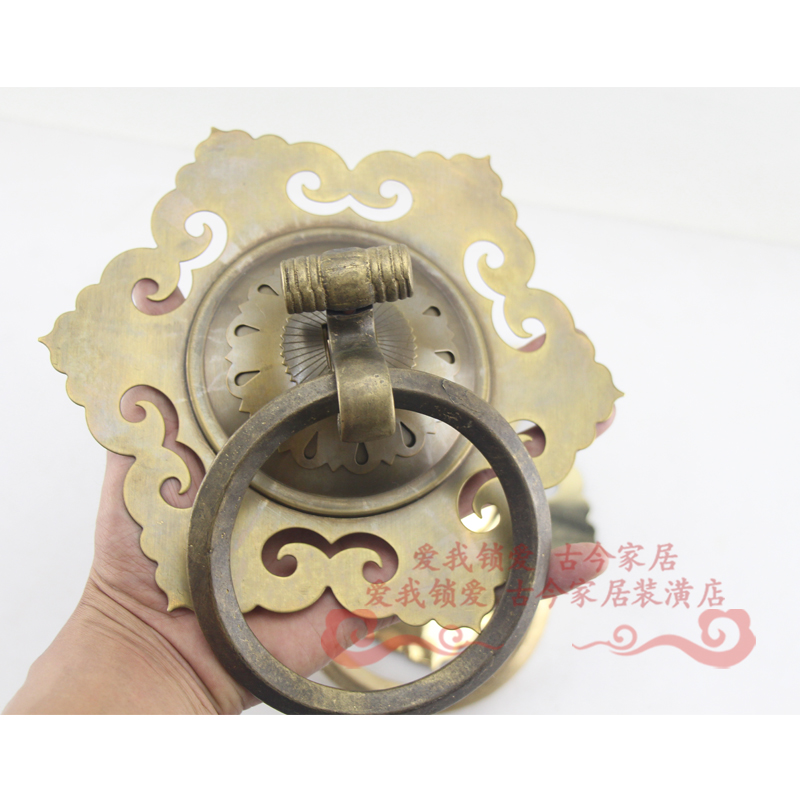 仿古中式大门纯铜兽头 镂空圆铜门环拉手 满2只包邮仿古门铜环