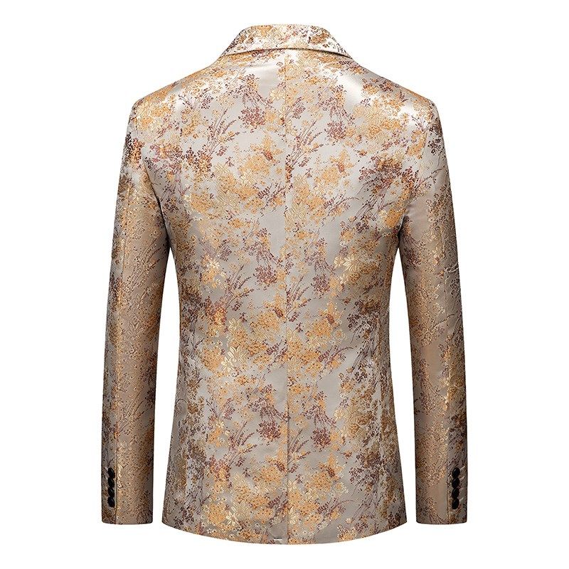 2024秋季男士金色花色小西装复古轻奢花纹舞台西服加大码宴会礼服,男装,休闲西服,淘宝优惠券,粉丝福利购,淘宝优惠卷