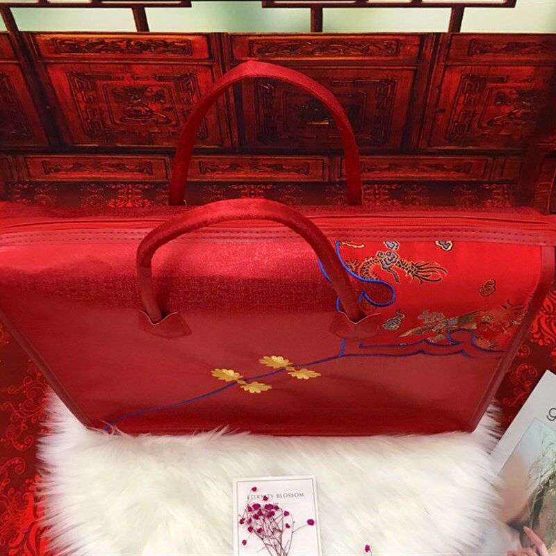 结婚陪嫁床上用品大红婚庆四件套包装袋婚礼收纳袋高档夏被袋子