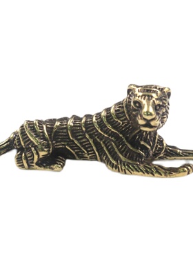 实心纯黄铜办公桌面小摆件生肖虎古铜茶宠饰品工艺品礼品手把玩件