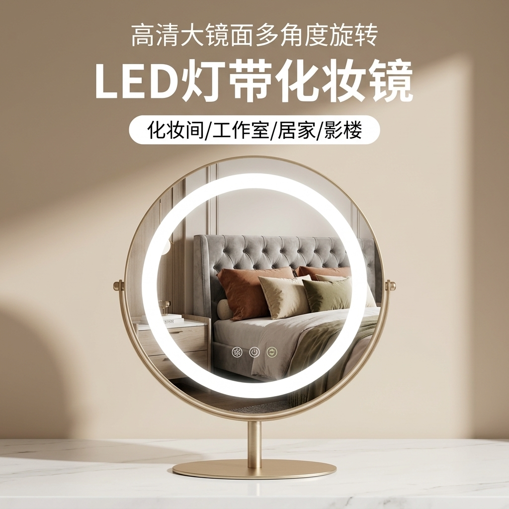 英宝LED补光桌面圆款化妆镜