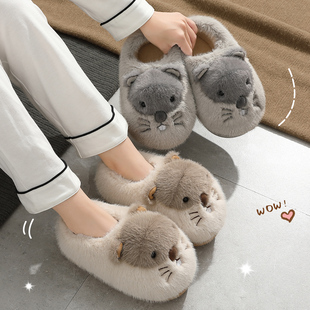毛毛鞋 冬情侣家居室内防滑保暖男士 女包跟2026新款 蕉往可爱棉拖鞋