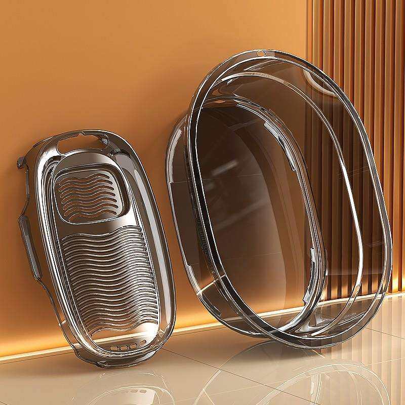 kt洗衣盆带搓衣板一体式盆家用大号加厚耐用长方形宝宝洗澡塑料盆