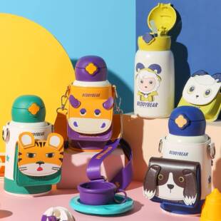 杯具熊新四叶草生肖一杯三用316镜面内胆男女学生儿童保温杯水壶