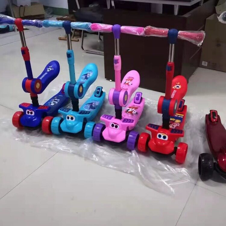 儿童折叠二合一滑板车小孩可坐可滑行车三轮滑滑车踏板车可坐可骑