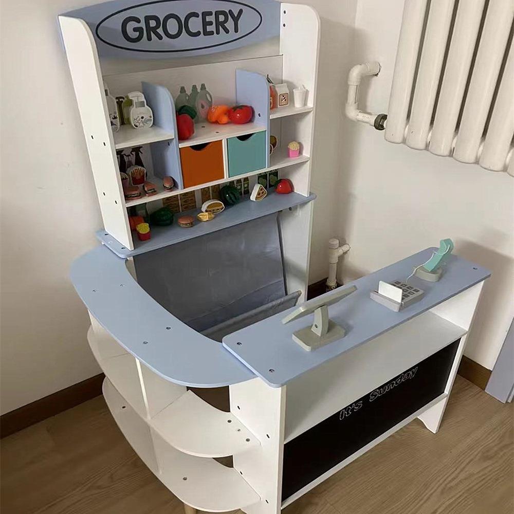 木制仿真售货摊宝宝过家家杂货铺儿童售卖店亲子互动益智超市玩具