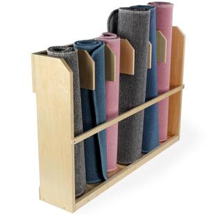 蒙氏教具蒙台梭利日常生活木质地毯架设备操作毯收纳柜工作毯架子