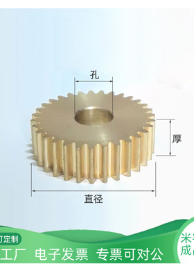 平面黄铜0.5模50 60~69齿圆柱直齿轮精密微型D形半圆孔A