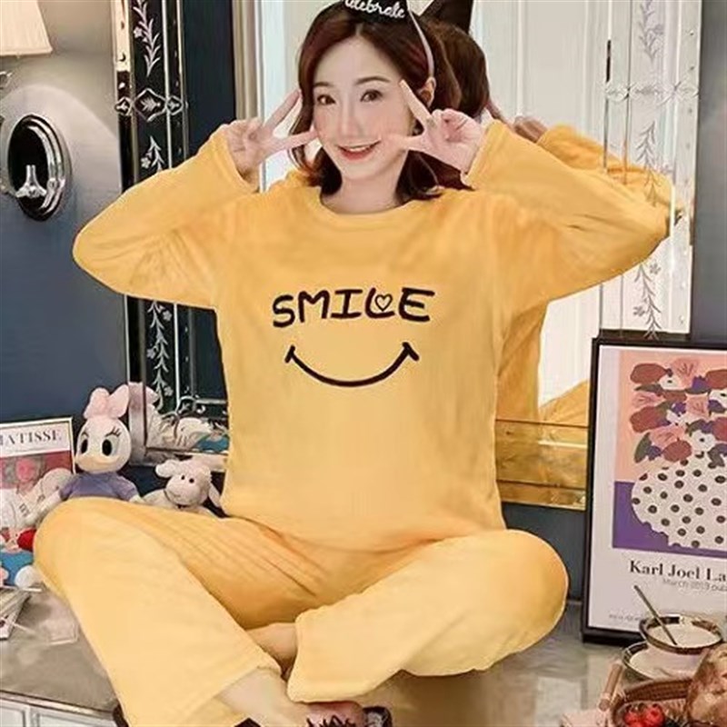 珊瑚绒睡衣女秋冬季加厚加绒家居服法兰绒2022年保暖可爱卡通套装