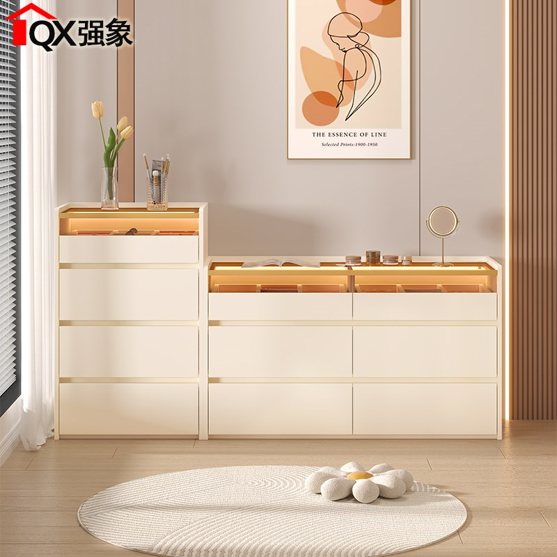 奶油风卧室床尾柜意式轻奢42cm加深多层抽屉首饰收纳斗柜个性K25