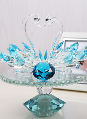 创意水晶天鹅结婚礼物送闺蜜生日新婚客厅酒柜摆件家居装饰工艺品