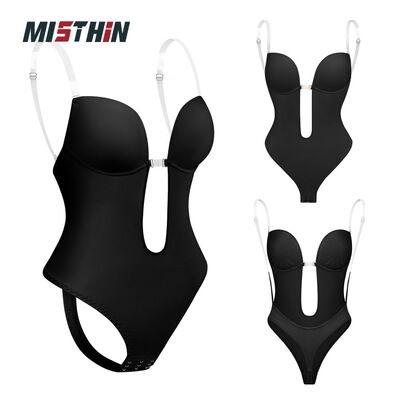 欧美大码连体衣露背紧身衣托胸塑