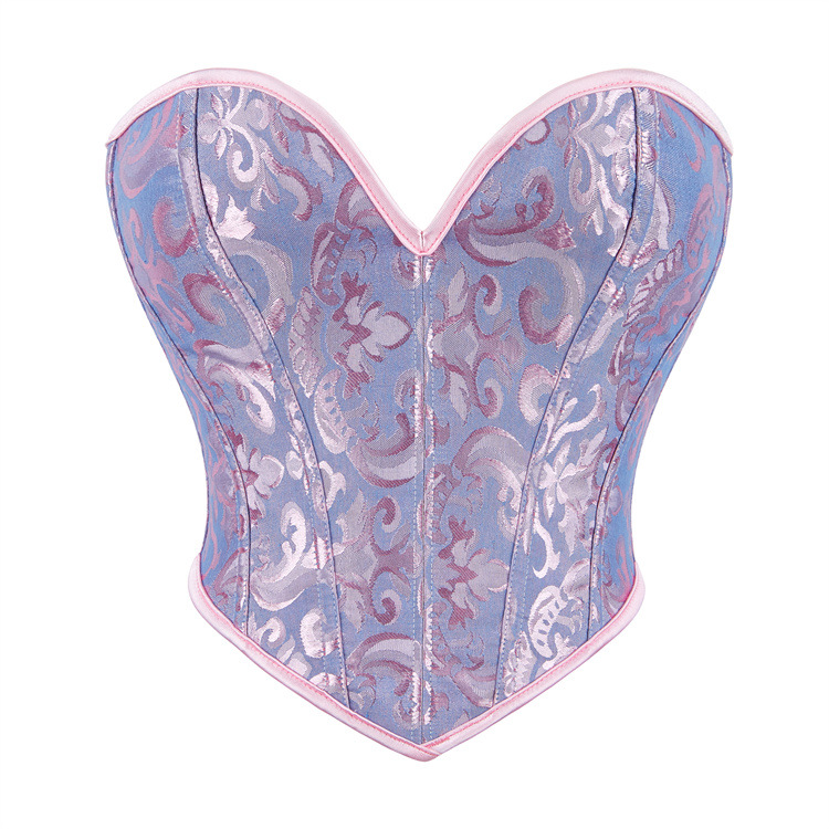 新款蓝色印花胶骨女士抹胸托胸聚
