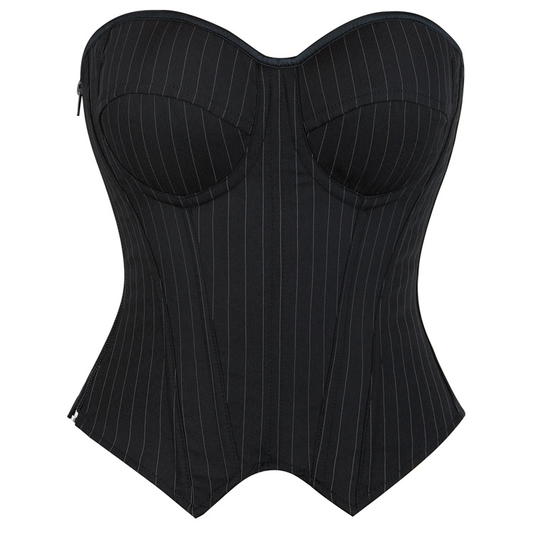 新款条纹带钢圈罩杯女士托胸美体