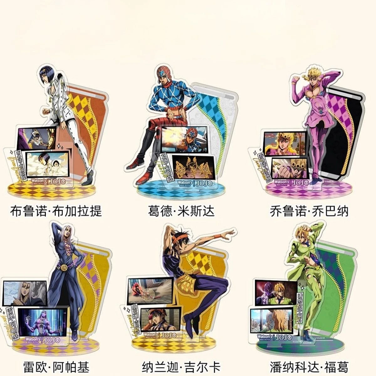 jojo奇妙冒险屈臣氏苏打水×周边米斯达吉尔卡乔巴纳立牌桌面摆件