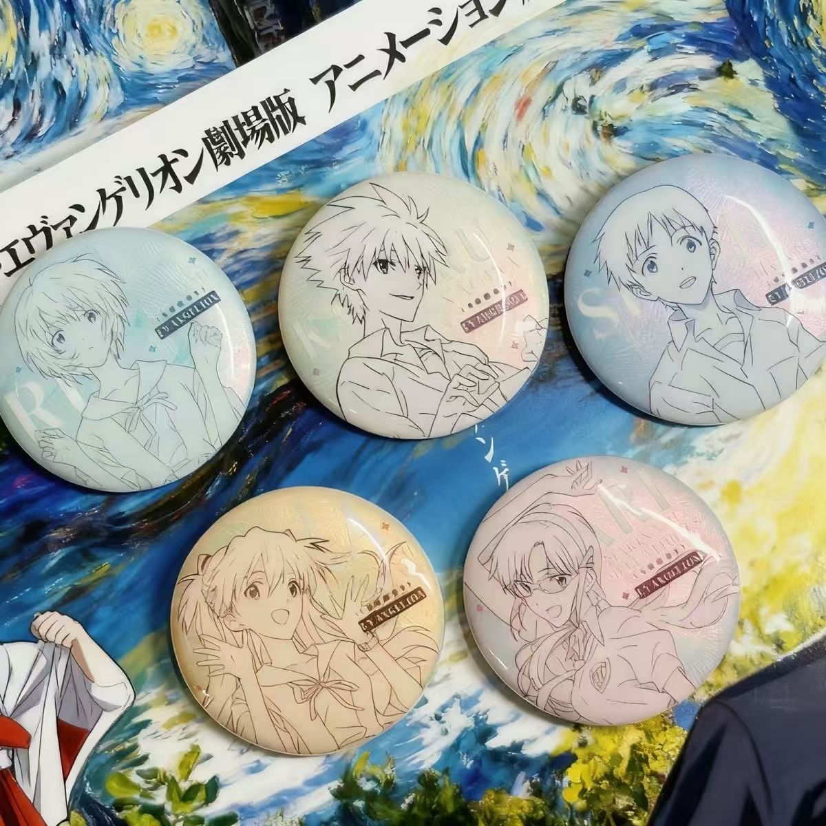 EVA新世纪福音战士剧场版人物线稿系列周边渚薰淀真嗣吧唧徽章谷