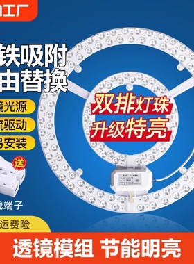 led灯盘吸顶灯灯芯磁铁吸圆盘灯泡替换客厅卧室三色灯板改造模组