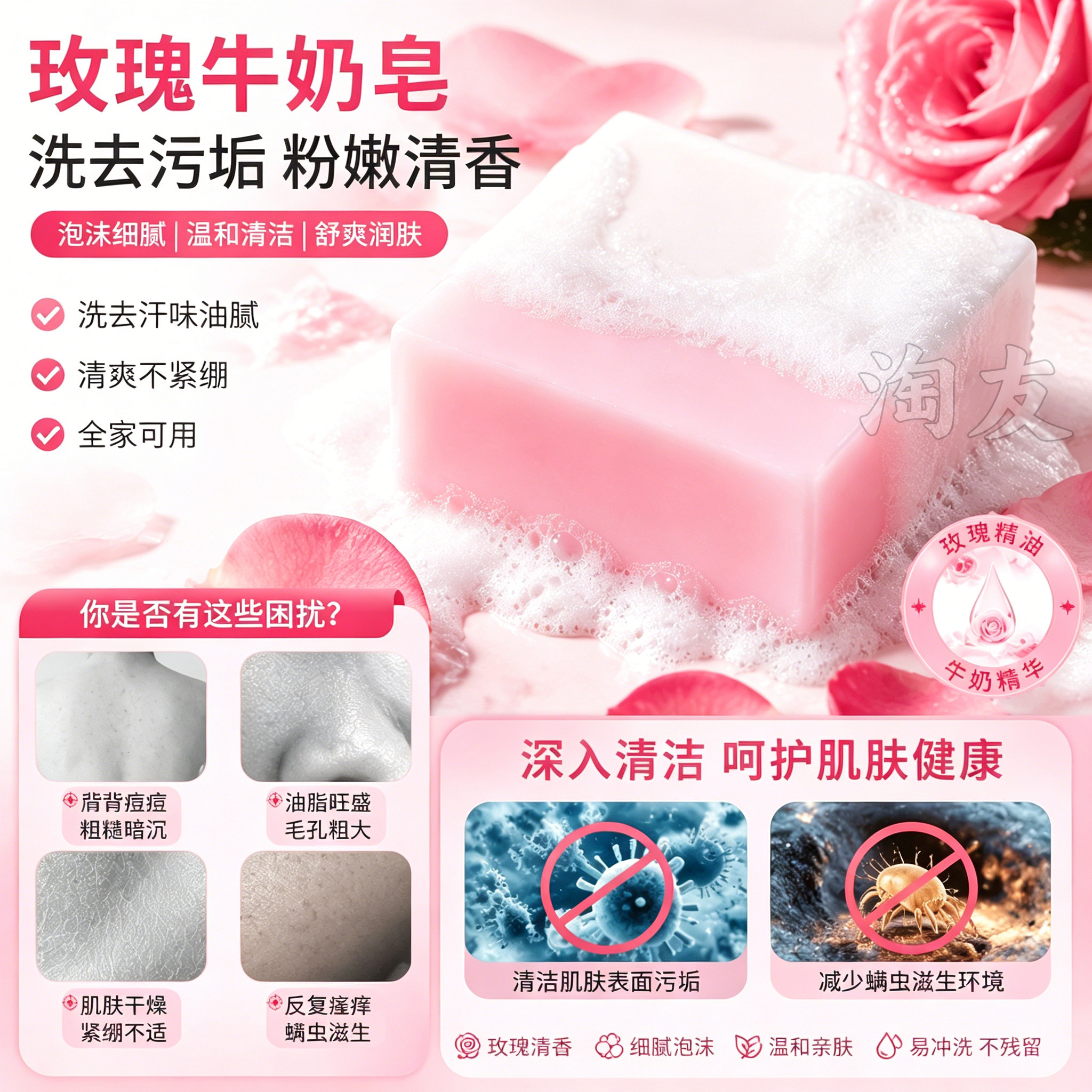 玫瑰牛奶香皂温和保湿留香