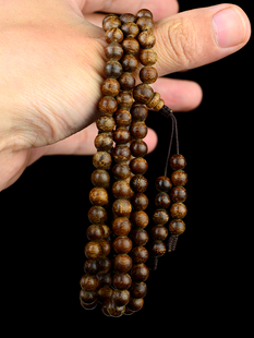 花香奶韵 108粒沉水浮念珠手链 印尼达拉干老料沉香佛珠手串7mm