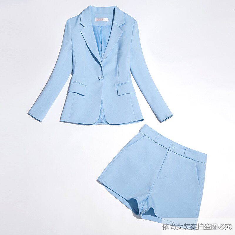 春夏新款西装套装女韩版甜美时尚小个子显高减龄西服短裤两件套