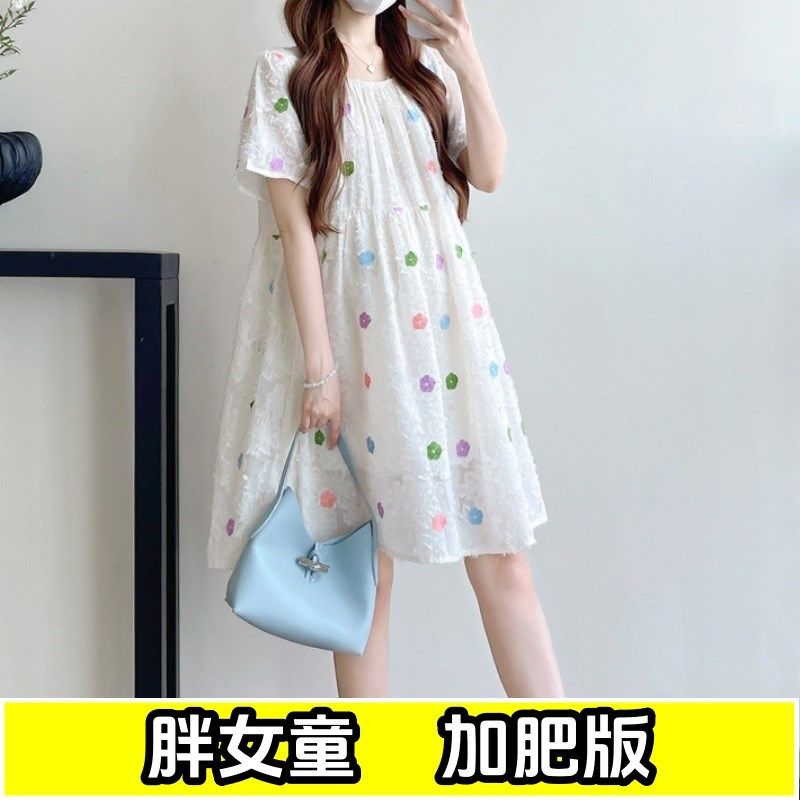 胖女童夏装甜美连衣裙夏季加肥加大胖女孩女大童宽松洋气公主裙子