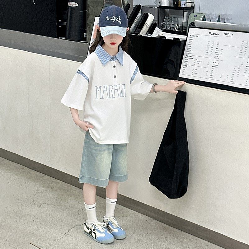 女童牛仔短裤夏装2025新款儿童五分裤夏季12岁13女孩中裤大童女装