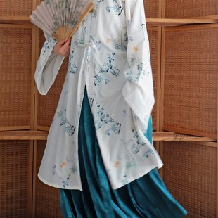 【砚池荷声】【花枝竹枝福蝶】印花立领长衫夏季汉服多款式