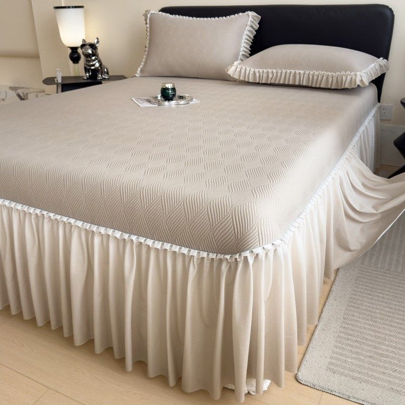 2025新款夏天冰丝凉席三件套可机洗夏季超凉感床裙款冰豆豆软席子,床上用品,冰丝席,淘宝优惠券,粉丝福利购,淘宝优惠卷